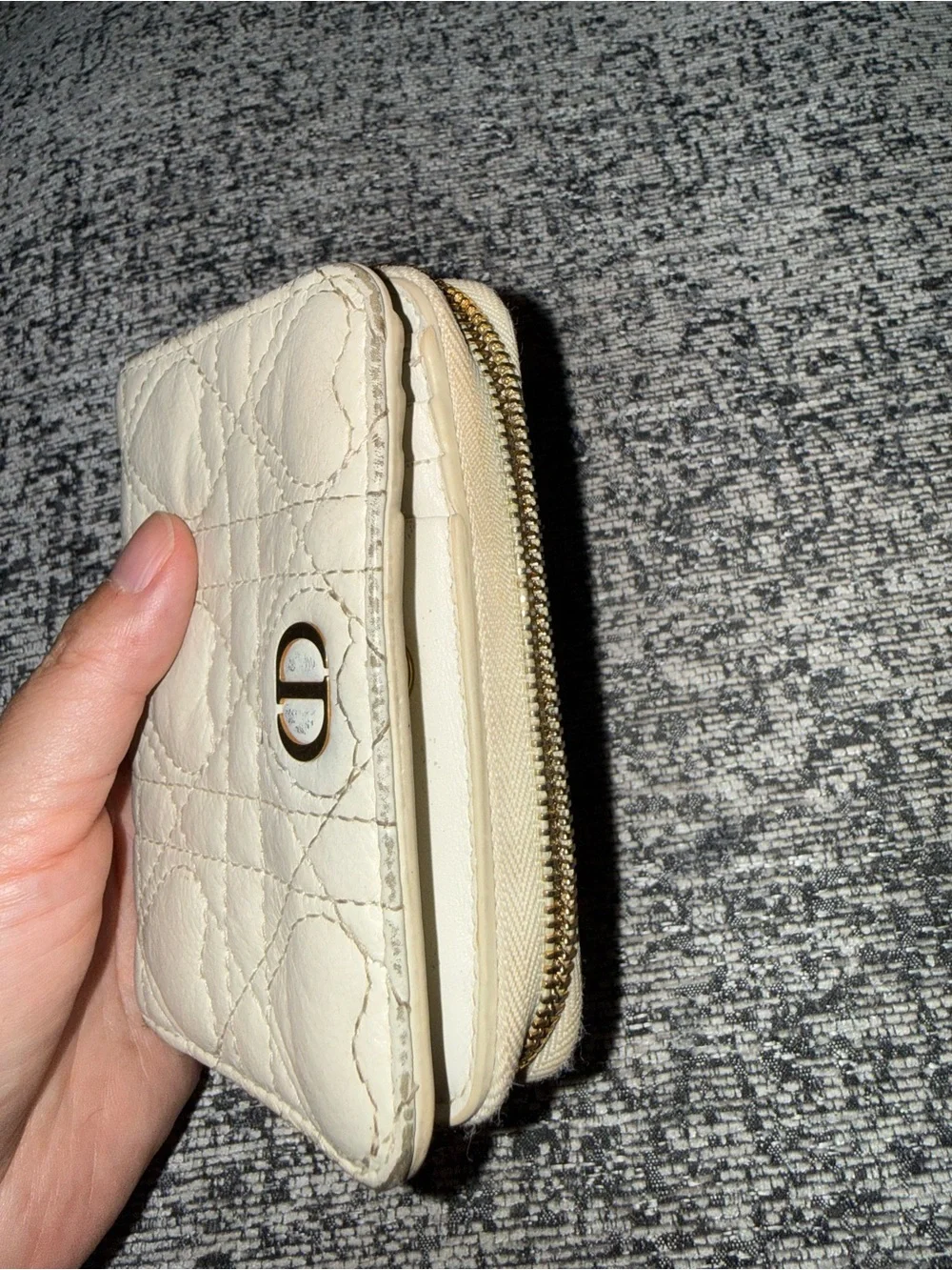 Christian Dior Caro Cannage Heart compact wallet